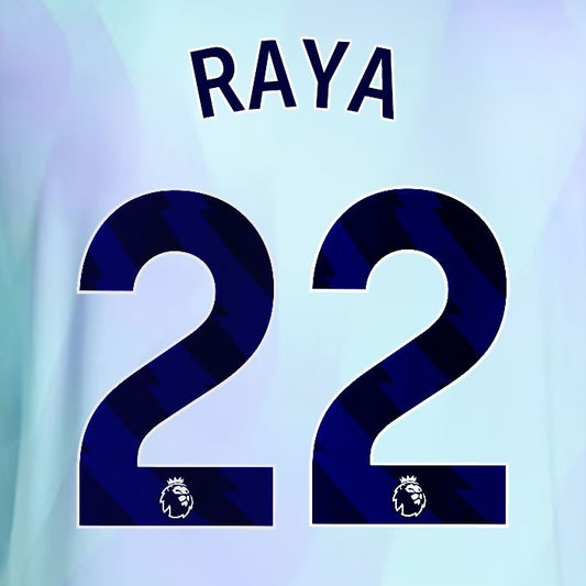 2024 2025 ARSENAL RAYA 22 BLUE 3RD OFFICIAL PLAYER SIZE NAMESET