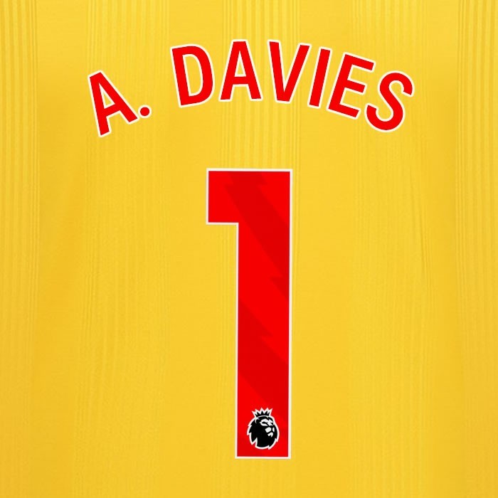 2023 2024 SHEFFIELD UNITED OFFICIAL A. DAVIES 1 RED AWAY PLAYER SIZE NAMESET