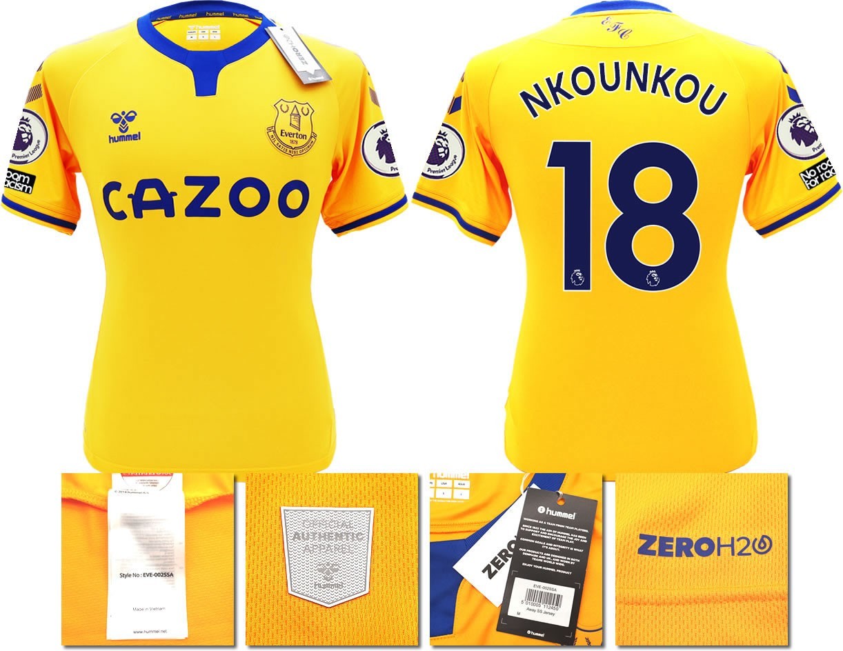 BNWT 2020 2021 HUMMEL EVERTON AWAY SHIRT MEN'S NKOUNKOU 18 + PATCHES