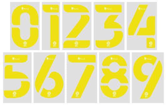 20/23 OFFICIAL EFL FOOTBALL LEAGUE DARK YELLOW PLAYER SIZE MIND SHIRT NUMBERS