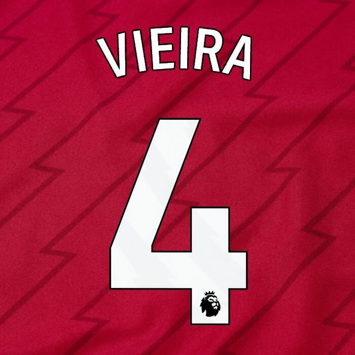 ARSENAL 2023/24 VIEIRA 4 OFFICIAL AVERY DENNISON WHITE PLAYER SIZE NAME SET