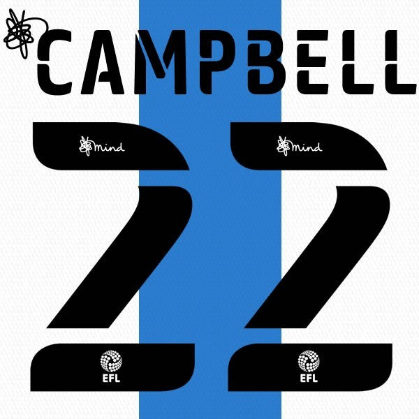 HUDDERSFIELD 2020 2021 OFFICIAL CAMPBELL 22 HOME PLAYER SIZE NAME SET