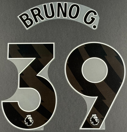 NEWCASTLE 24/25 BRUNO G. 39 OFFICIAL AVERY DENNISON BLACK PLAYER SIZE NAME SET
