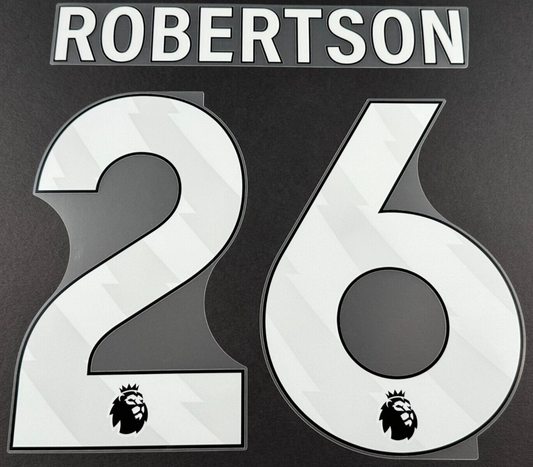 2024 - 2025 OFFICIAL LIVERPOOL ROBERTSON 26 WHITE HOME PLAYER SIZE NAMESET