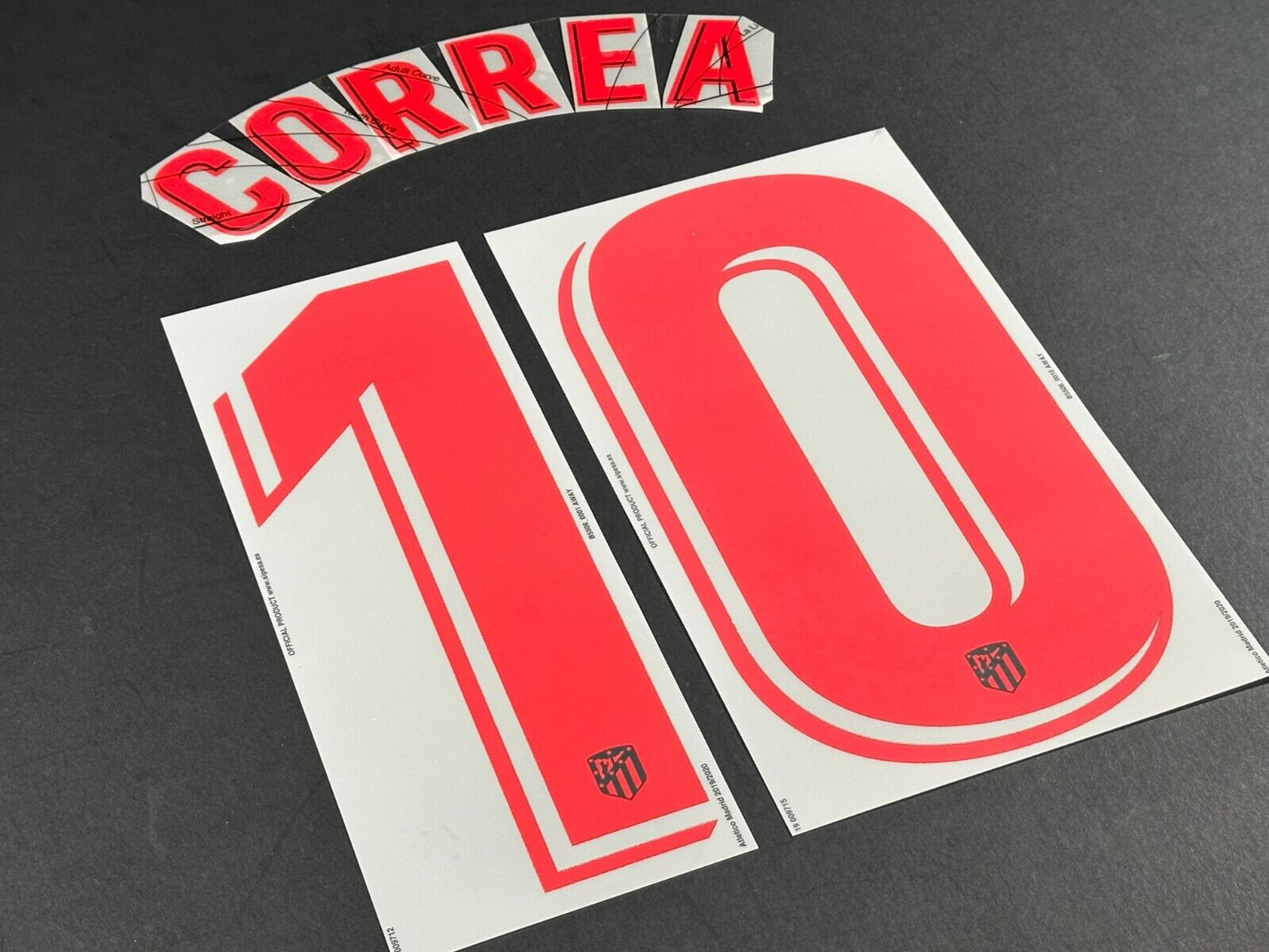 2019 2020 OFFICIAL ATLETICO MADRID CORREA 10 AWAY PLAYER SIZE NAMESET