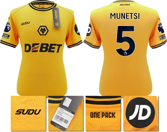 BNWT 2024 2025 WOLVES SUDU HOME SHIRT MUNTESI 5 + PATCHES SMALL