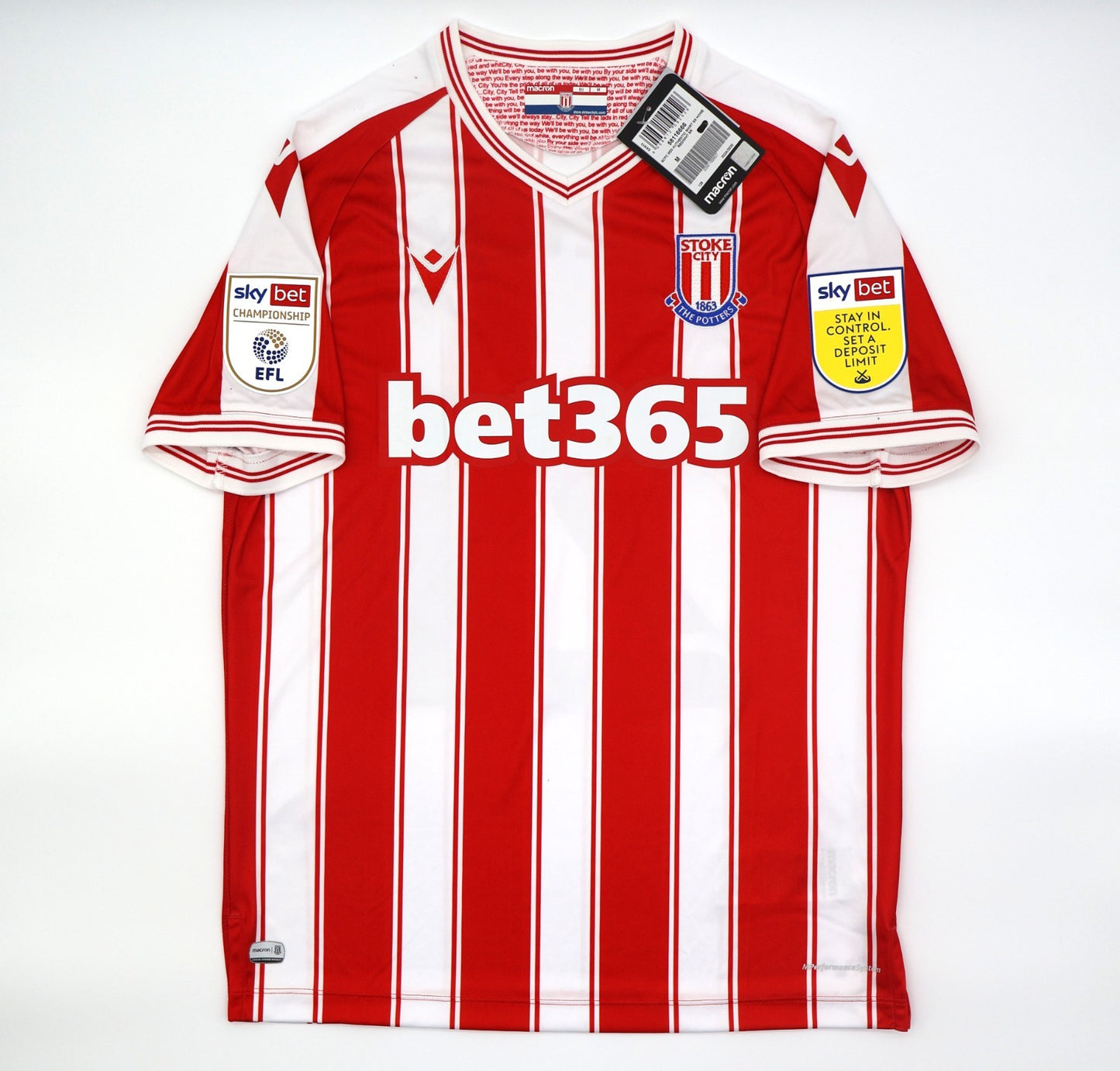 BNWT 2020 2021 STOKE CITY MACRON HOME SHIRT S. FLETCHER 21 MEN'S MEDIUM