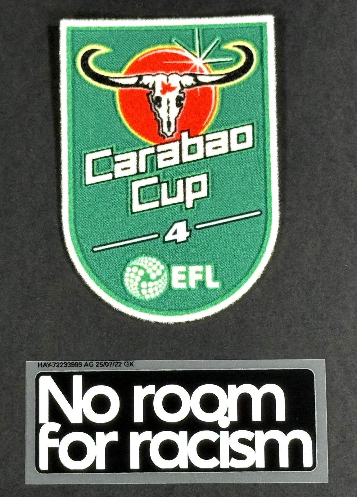 2025 2026 NOTTINGHAM FORREST EFL CARABAO CUP & NO ROOM FOR RACISM SLEEVE PATCHES