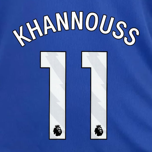 2024 2025 OFFICIAL LEICESTER CITY KHANNOUSS 11 WHITE HOME PLAYER SIZE NAME SET