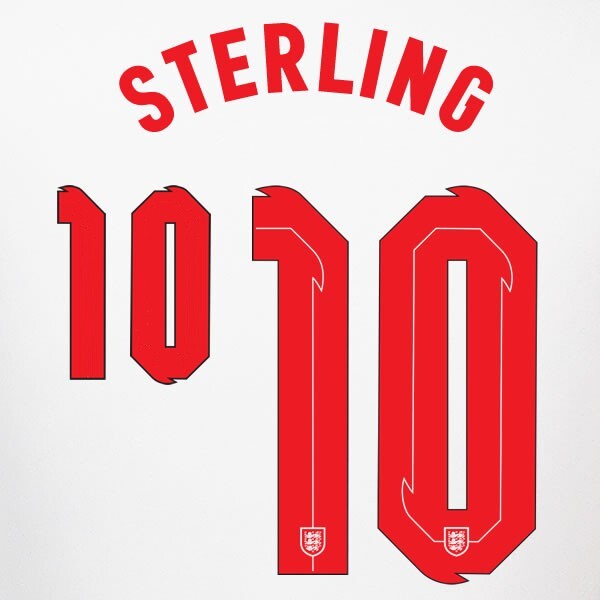 ENGLAND 2020 2021 OFFICIAL SPORTING ID STERLING 10 HOME PLAYER SIZE NAMESET