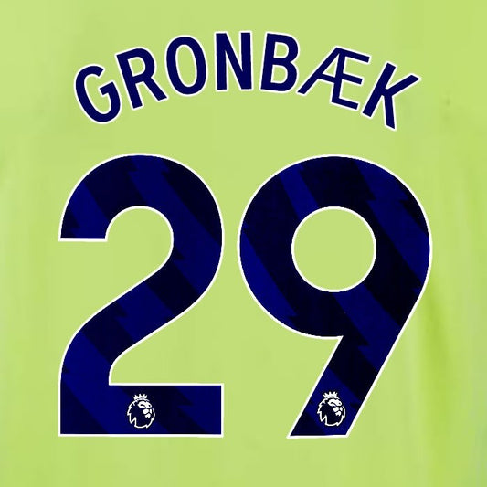 2024 2025 OFFICIAL SOUTHAMPTON GRONBÆK 29 BLUE AWAY PLAYER SIZE NAME SET