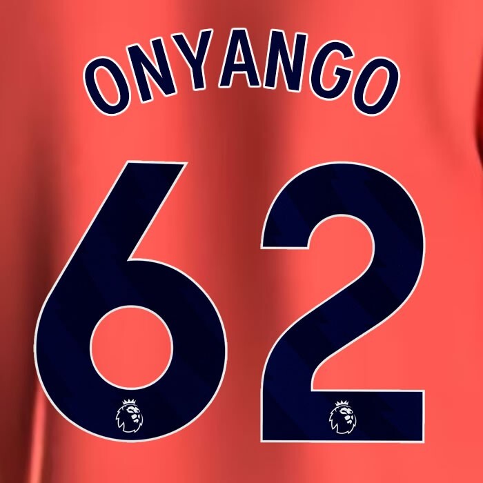 2023 2024 EVERTON ONYANGO 62 OFFICIAL BLUE AWAY PLAYER SIZE NAMESET
