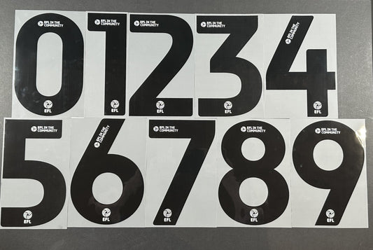 2025 2026 OFFICIAL EFL FOOTBALL LEAGUE BLACK PLAYER SIZE SHIRT NUMBERS