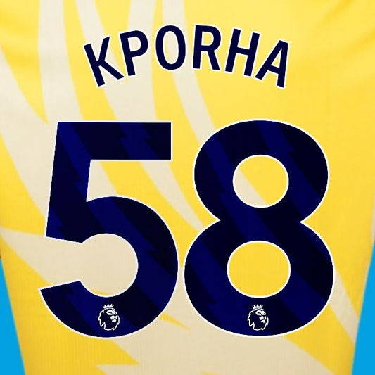2024 2025 OFFICIAL CRYSTAL PALACE KPORHA 58 BLUE AWAY PLAYER SIZE NAMESET