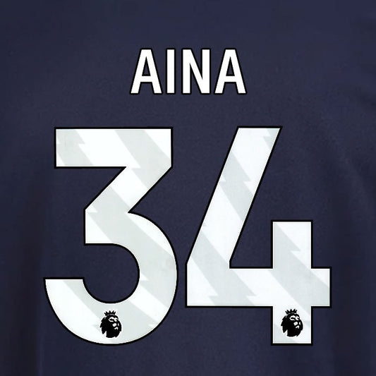 2025 2026 OFFICIAL NOTTINGHAM AINA 34 WHITE 3RD PLAYER SIZE NAMESET