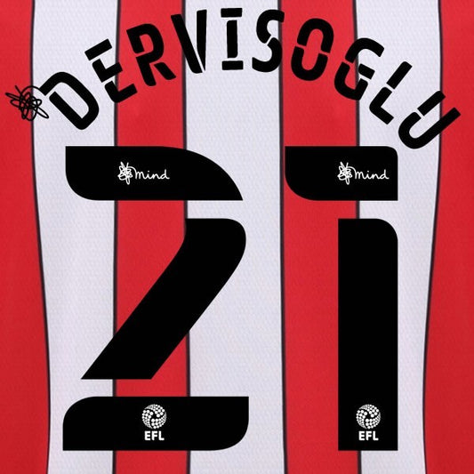 BRENTFORD 2020 2021 OFFICIAL DERVISOGLU 21 HOME PLAYER SIZE NAME SET