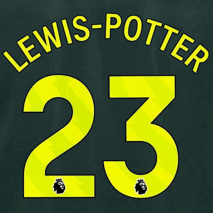 2024 2025 BRENTFORD LEWIS POTTER 23 OFFICIAL YELLOW 3RD PLAYER SIZE NAMESET