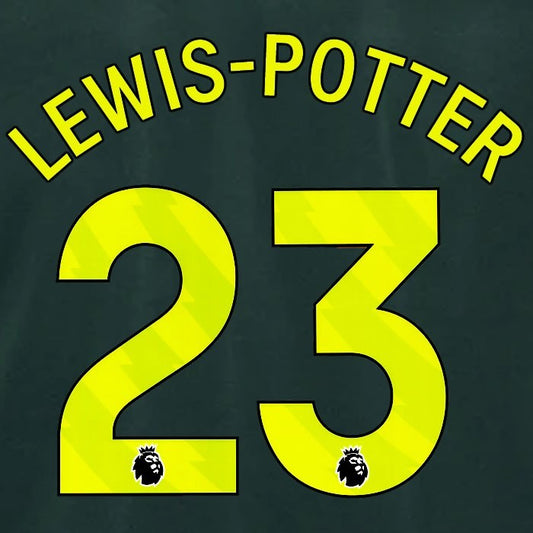 2024 2025 BRENTFORD LEWIS POTTER 23 OFFICIAL YELLOW 3RD PLAYER SIZE NAMESET