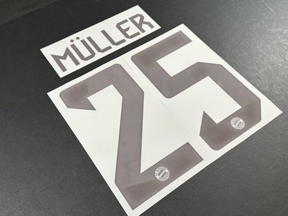 2024 2025 OFFICIAL BAYERN MULLER 25 HOME DARK RED PLAYER SIZE NAMESET