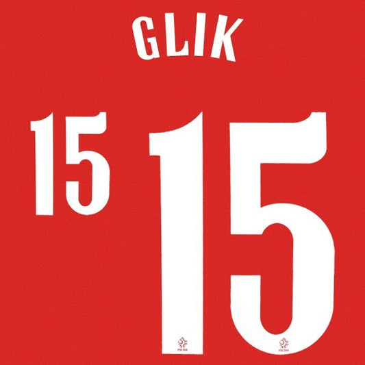 2020 2021 OFFICIAL POLAND GLIK 15 AWAY WHITE PLAYER SIZE NAMESET