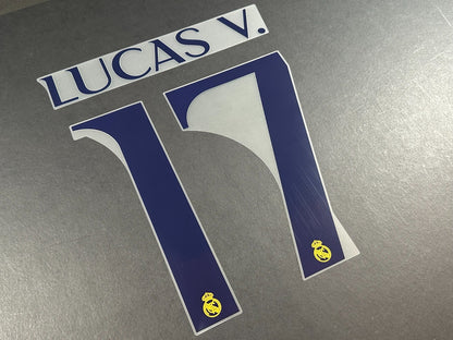 2023 2024 AVERY DENNISON REAL MADRID LUCAS V. 17 HOME PLAYER SIZE NAMESET