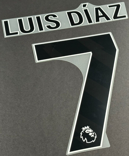 LIVERPOOL 2023/24 LUIZ DIAS 7 OFFICIAL AVERY DENNISON BLACK PLAYER SIZE NAME SET