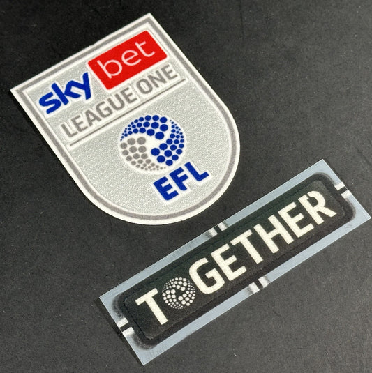 2023 2024 EFL SKY BET LEAGUE 1 & TOGETHER OFFICIAL FELT FLOCK SLEEVE PATCHES