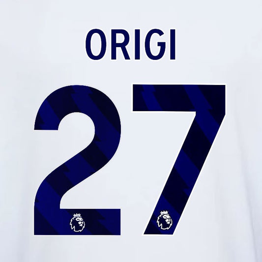 2023 2024 OFFICIAL NOTTINGHAM ORIGI 27 BLUE AWAY PLAYER SIZE NAMESET