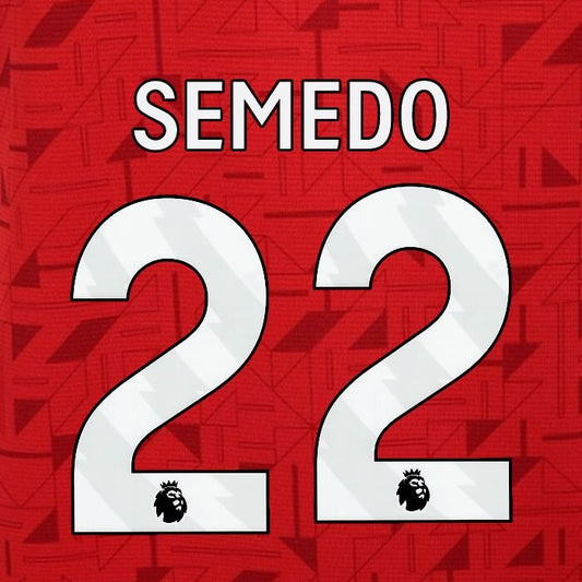 2023 2024 WOLVES AWAY SEMEDO 22 OFFICIAL WHITE PLAYER SIZE NAMESET