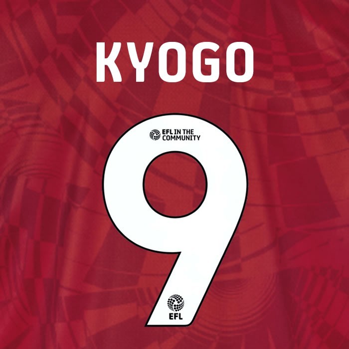 25 26 BIRMINGHAM CITY KYOGO 9 OFFICIAL WHITE 3RD NAME SET 230MM