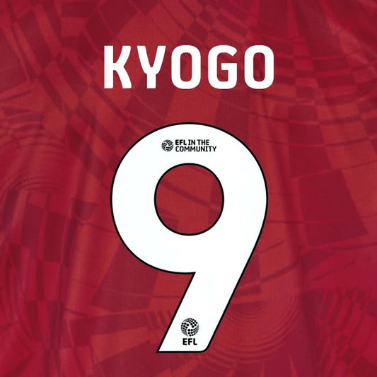 25 26 BIRMINGHAM CITY KYOGO 9 OFFICIAL WHITE 3RD NAME SET 230MM