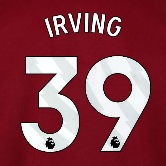 2025 2026 WEST HAM IRVING 39 OFFICIAL WHITE HOME PLAYER SIZE NAMESET