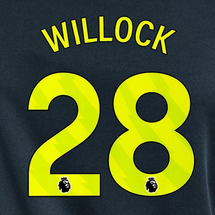 2023 2024 NEWCASTLE WILLOCK 28 OFFICIAL YELLOW 3rd PLAYER SIZE NAME SET