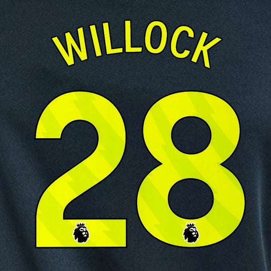 2023 2024 NEWCASTLE WILLOCK 28 OFFICIAL YELLOW 3rd PLAYER SIZE NAME SET