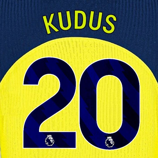 2025 2026 TOTTENHAM KUDUS 20 3RD PLAYER SIZE NAME SET