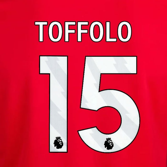 2024 2025 OFFICIAL NOTTINGHAM TOFFOLO 15 WHITE HOME PLAYER SIZE NAMESET