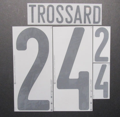 BELGIUM 2020 2021 OFFICIAL TROSSARD 24 AWAY BLACK PLAYER SIZE NAMESET