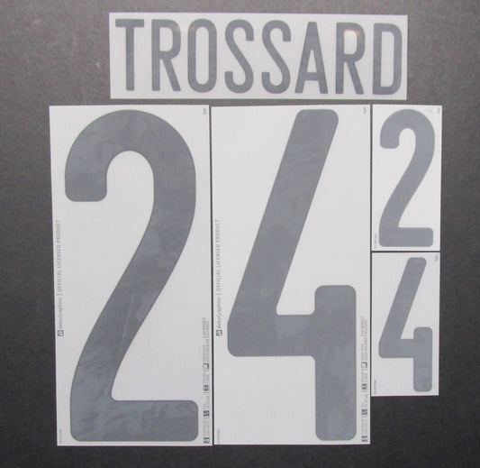 BELGIUM 2020 2021 OFFICIAL TROSSARD 24 AWAY BLACK PLAYER SIZE NAMESET