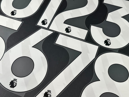 2023 2024 OFFICIAL AVERY DENNISON PREMIER LEAGUE WHITE PLAYER SIZE NUMBERS