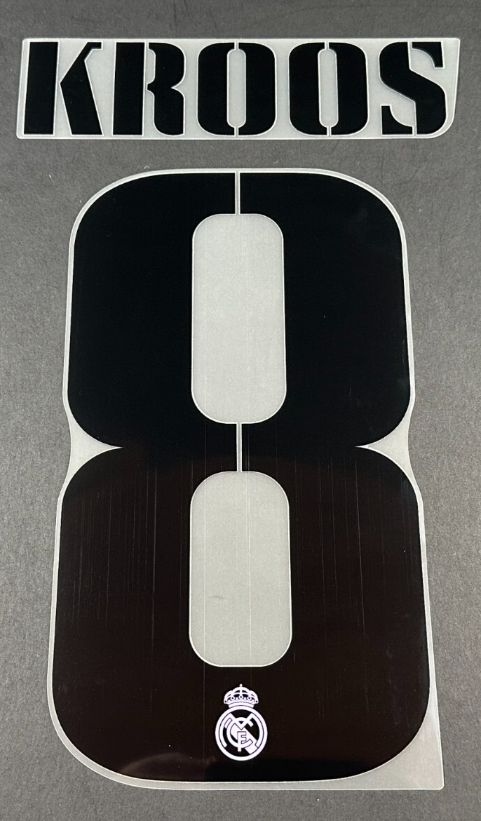 2022 2023 AVERY DENNISON REAL MADRID KROOS 8 HOME BLACK PLAYER SIZE NAMESET
