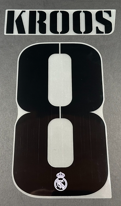 2022 2023 AVERY DENNISON REAL MADRID KROOS 8 HOME BLACK PLAYER SIZE NAMESET