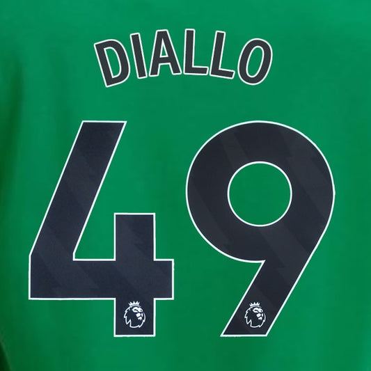 2023 2024 NEWCASTLE DIALLO 49 OFFICIAL BLACK AWAY PLAYER SIZE NAME SET