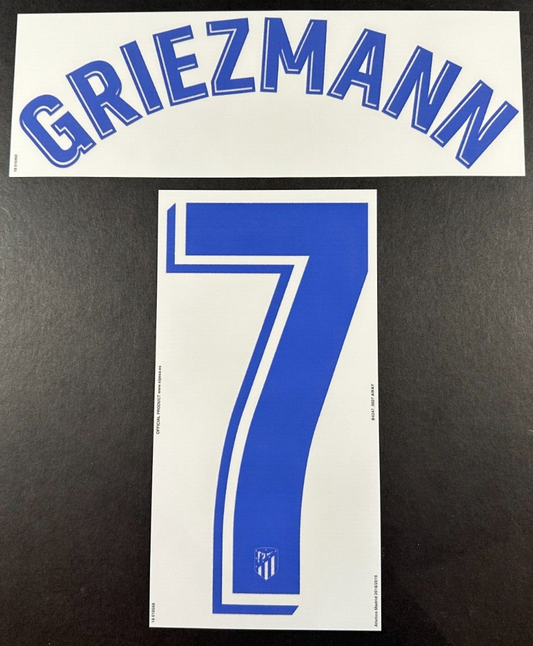 2018 2019 OFFICIAL ATLETICO MADRID GRIEZMANN 7 AWAY PLAYER SIZE NAMESET