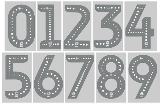 2019 2020 OFFICIAL EFL FOOTBALL LEAGUE SILVER PLAYER SIZE MIND SHIRT NUMBERS