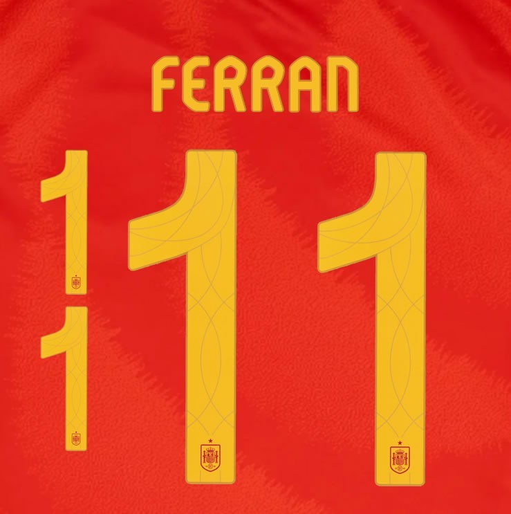 2024 2025 OFFICIAL SPAIN FERRAN 11 HOME PLAYER SIZE NAMESET