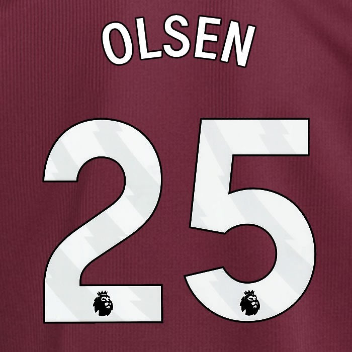 2024 2025 ASTON VILLA OLSEN 25 OFFICIAL WHITE HOME PLAYER SIZE NAMESET