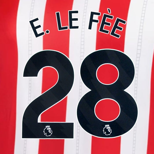 2025 2026 OFFICIAL SUNDERLAND E LE FEE 28 BLACK HOME PLAYER SIZE NAME SET