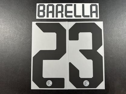 INTER MILAN 2019 2020 BARELLA 23 OFFICIAL AWAY BLACK PLAYER SIZE NAMESET
