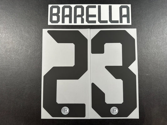 INTER MILAN 2019 2020 BARELLA 23 OFFICIAL AWAY BLACK PLAYER SIZE NAMESET
