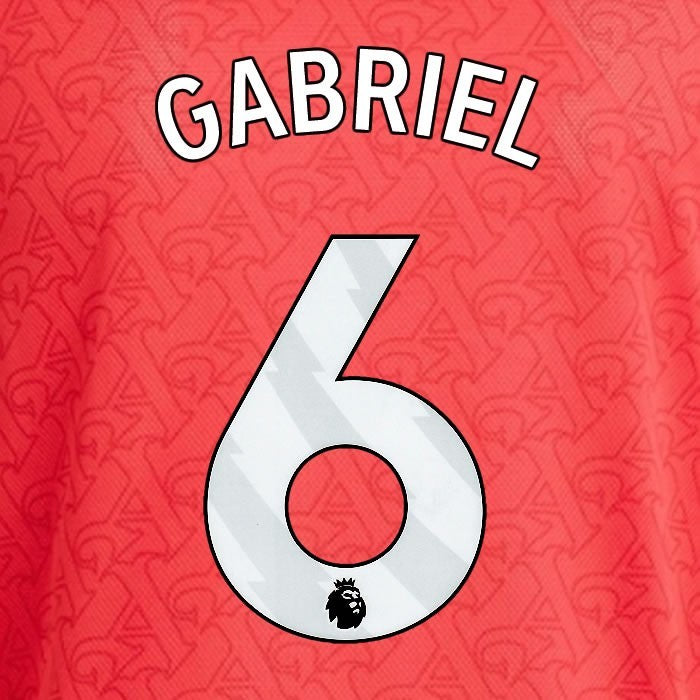 2025 2026 ARSENAL GABRIEL 6 WHITE HOME OFFICIAL PLAYER SIZE NAMESET